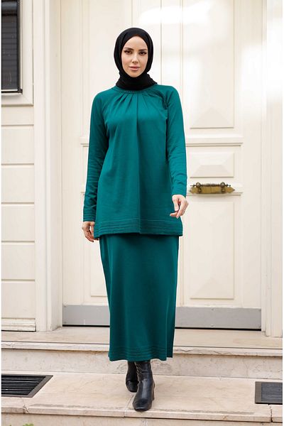 Pamuk Butik Γυναικείο Σετ Πλεκτό Mercerized Πλισέ Διπλό