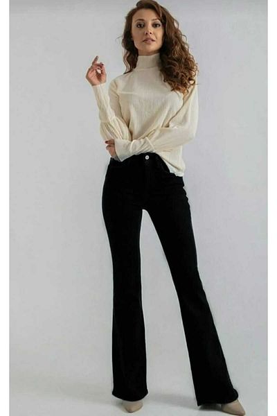 TRENDNATUREL Pantaloni Senna Black Lycra Spaniol Colorfast Flare Jeans