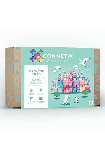 Connetix Magnetic Tiles Set constructie magnetic, 120 piese Pastel, creativitate
