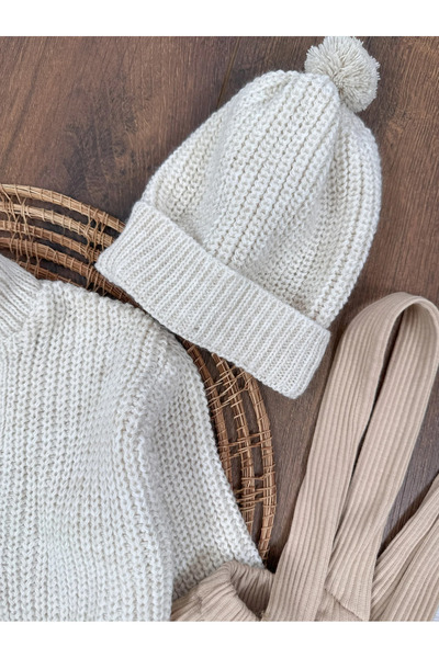 tiwitibaby Oversize Knitwear Sweater Camisole Stretchy Salopet Beret Unisex Salopet Baby Set