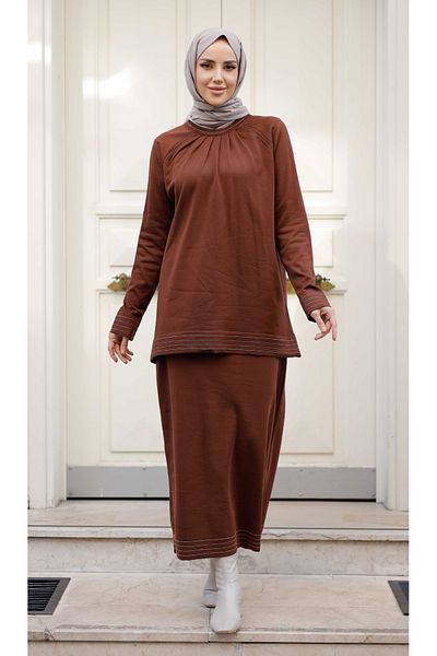 Pamuk Butik Γυναικείο Σετ Πλεκτό Mercerized Πλισέ Διπλό