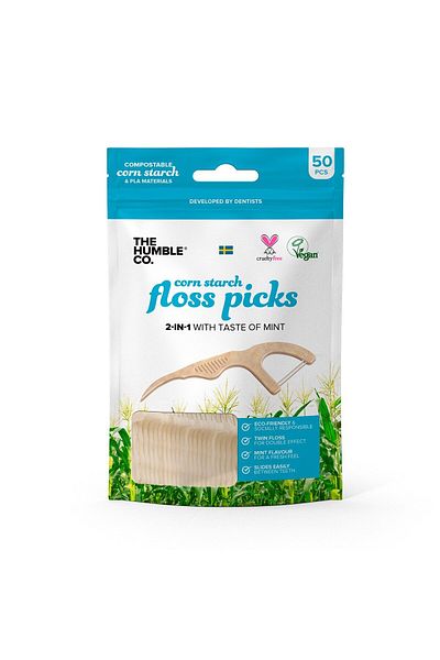 Humble Brush Tooth Floss with Toothpicks - Mint 50 pcs
