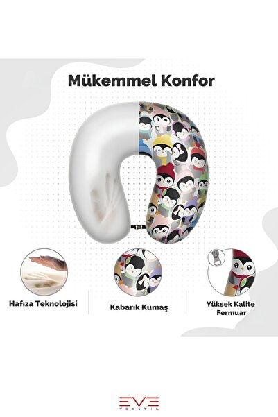 Eve Tekstil Orthopedic Travel Pillow - Visco Neck Support, Hypoallergic Animals Pattern