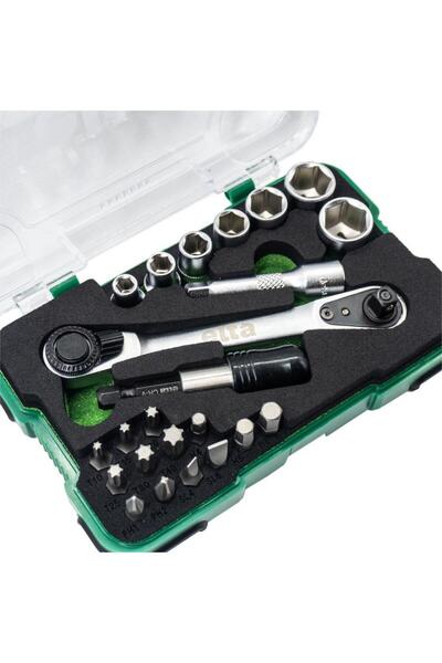 Elta 1/4" Altıköşe Cırcırlı Lokma Anahtar Ve Bits Uç Seti 23 Parça