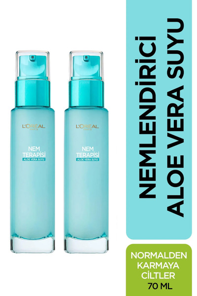 L'Oreal Paris Nem Terapisi Aloe Vera Suyu Normalden Karmaya Ciltler 70 ml 2'li Paket