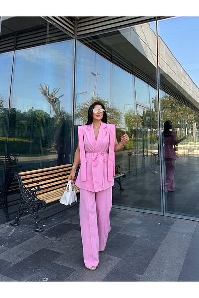 Bella Breeze Γυναικείο κοστούμι παντελόνι γιλέκο Oversize με γραβάτα