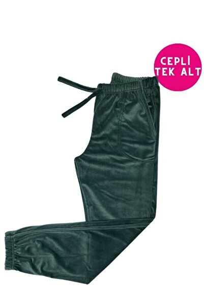 bie's Γυναικείες μαλακές βελούδινες πιτζάμες - Jogger αθλητική φόρμα με μανσέτα στον αστράγαλο και τσέπες