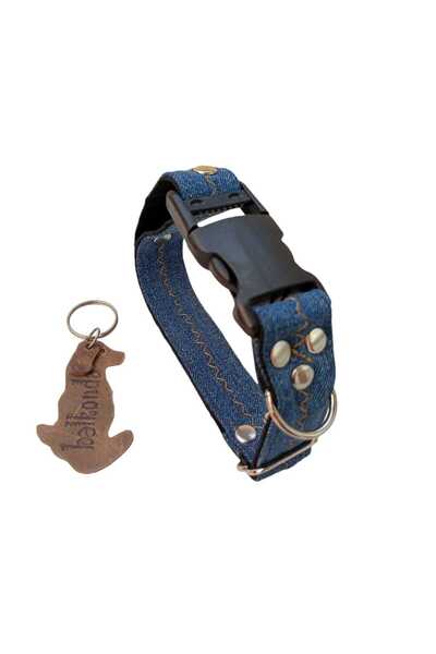 balkonda Köpek Boyun Tasması Kot Lacivert Genişlik:2,5cm Bedenler: S M L Xl Ayarlamalı Dog Collar T4-5