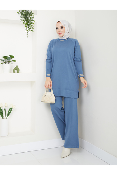 MODAMÜNASİP Υπέροχο Μερσεριζέ Αντιπιλιστικό Άνετο και Κομψό Σετ Δύο Τεμαχίων