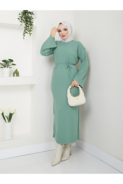 MODAMÜNASİP فستان تريكو بحزام رائع