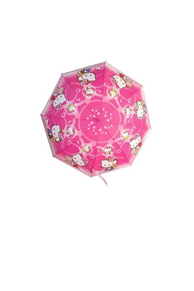 Genel Markalar Kız Çocuk Pembe Hello Kity Şemsiyesi Çok Canlı Baskılı Şemsiye