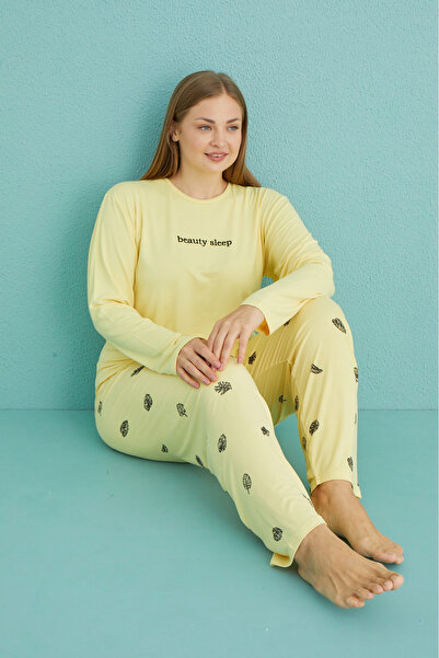 SEBOTEKS Soft Textured Milan Fabric Large Size Women's Pajamas Set 50802