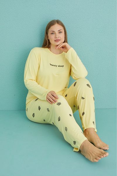 SEBOTEKS Soft Textured Milan Fabric Large Size Women's Pajamas Set 50802