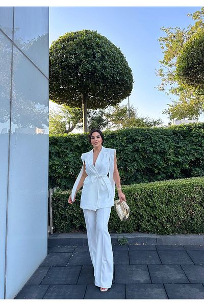 Bella Breeze Γυναικείο κοστούμι παντελόνι γιλέκο Oversize με γραβάτα