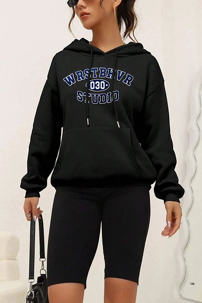 memowear Μαύρο φούτερ με στάμπα Unisex WRST