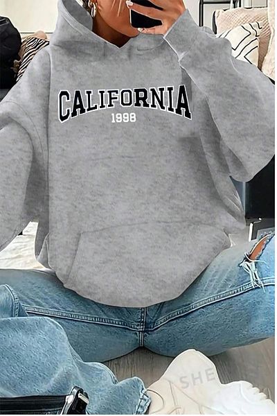 memowear Unisex Καλιφόρνια 1998 με θέμα γκρι φούτερ
