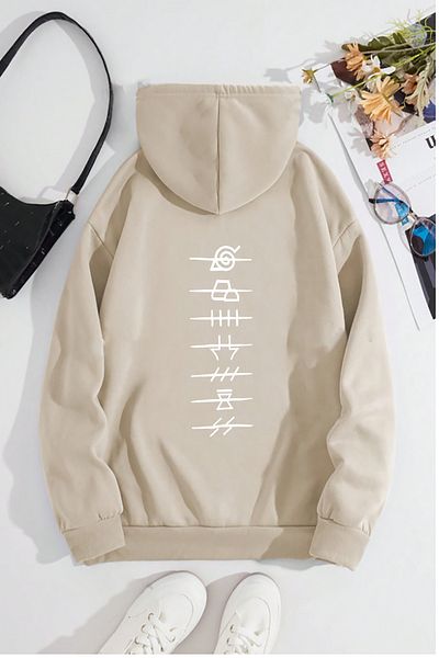 memowear Μπεζ φούτερ με θέμα Unisex Ninja Akatsuki