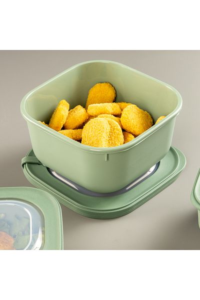 PONÇİK STORE 3 Set 3 Pieces - Storage Container with Silicone Lid, Leak-Proof Freeze, Suitable for Microwave 600-1100-1800ml