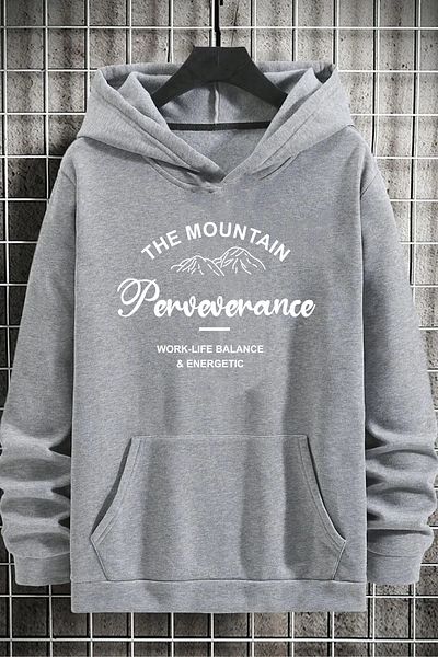 halowear Unisex The Mountain Printed Grey φούτερ