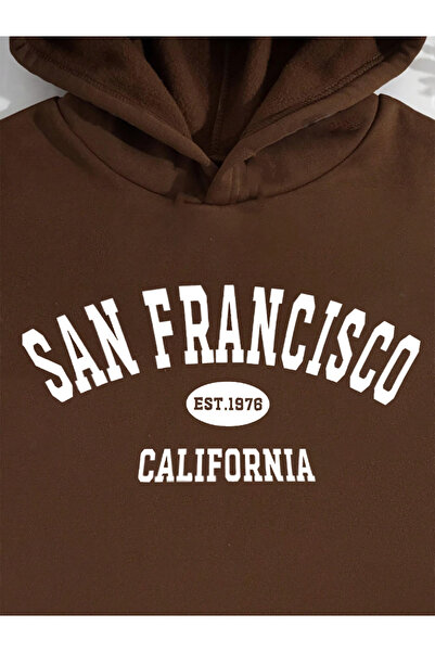 mw memowear Unisex San Fransisco Printed Brown Sweatshirt