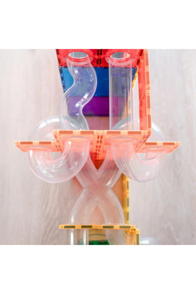 Connetix Magnetic Tiles Set magnetic, 66 piese, circuit cu bile - Marble run