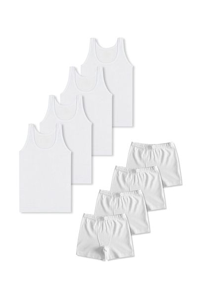 GizaKids 95% Cotton Single Jersey Combed Cotton Undershirt and Undershirt Boxer Briefs for Boy Set of 4