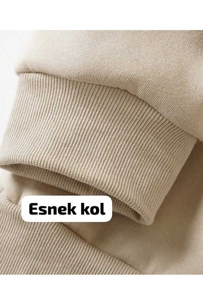 Gezen Çorap Φούτερ Unisex 3 τεμαχίων Καφέ Μαύρο Μπεζ Crew Neck Oversize