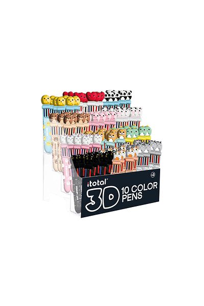 ITOTAL Pix multicolor cu mecanism retractabil, 10 culori, design animale
