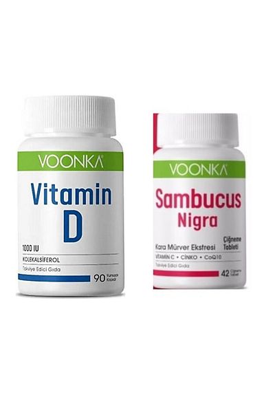 Voonka Supplement Food Containing Vitamin D 90 Capsules -Voonka Sambucus Nigra 42 Chewing Tablets