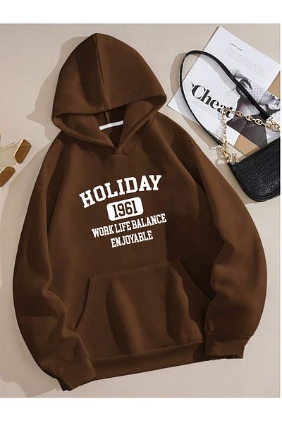 ciwi&life Unisex HOLIDAY 1961 εμπριμέ καφέ φούτερ