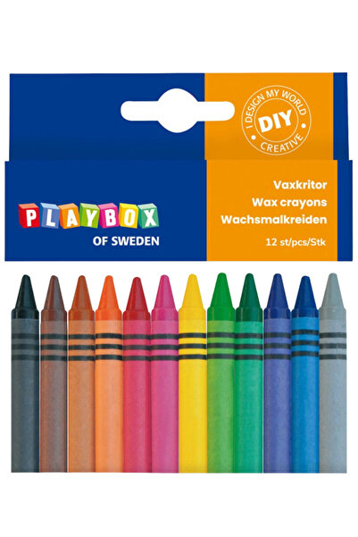 Playbox Set 12 creioane colorate cerate cu diametrul de 8 mm