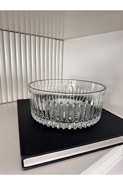 dekorasyon garajı Kristal Kesme Cam Salata Kasesi Dik Dekor 19 Cm