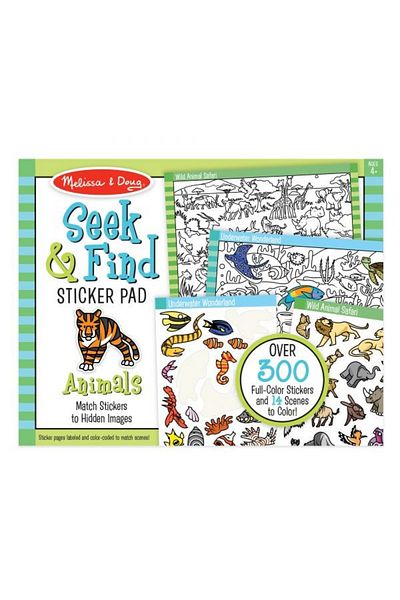 Melissa & Doug Bloc de colorat si abtibilduri Cauta si gaseste Animale