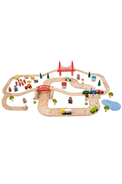 BigJigs Circuit auto si feroviar - 80 piese