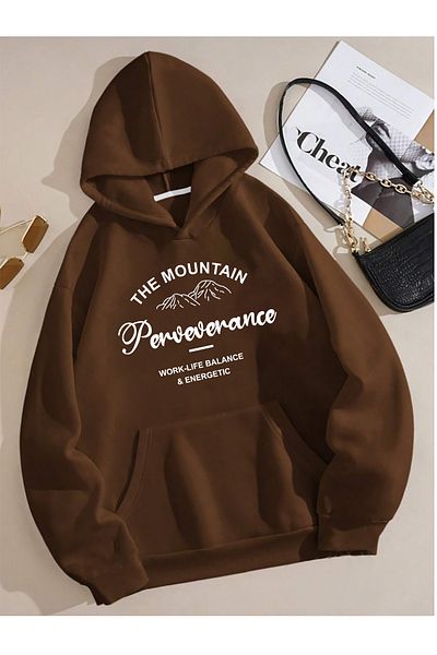 memowear Unisex The Mountain Printed Brown φούτερ