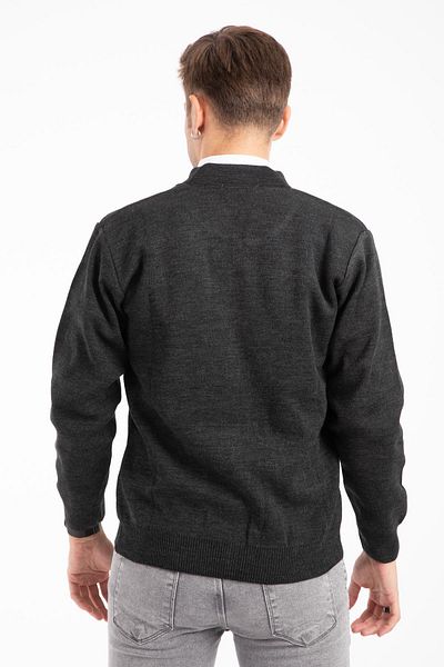 Mutlu City Men's Middle Age and Above Knitwear Knitted Acrylic Zippered Winter Dad Cardigan 2062-grey