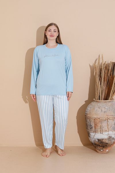 SEBOTEKS Set de pijamale pentru femei de mărime mare din țesătură Milan cu textura moale 11700