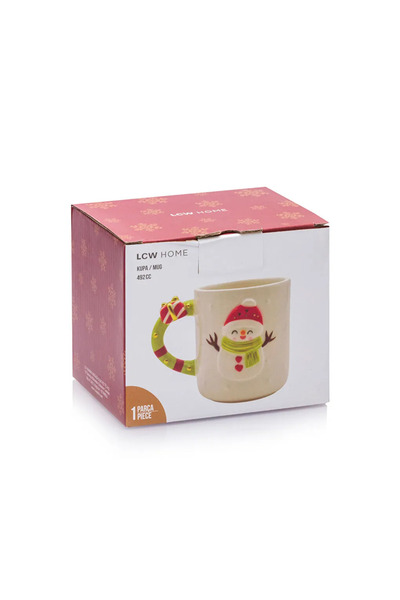 LC Waikiki Beyaz Yılbaşı Temalı Seramik Kupa 492 Ml