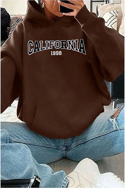 memowear Тематичен кафяв суичър унисекс California 1998