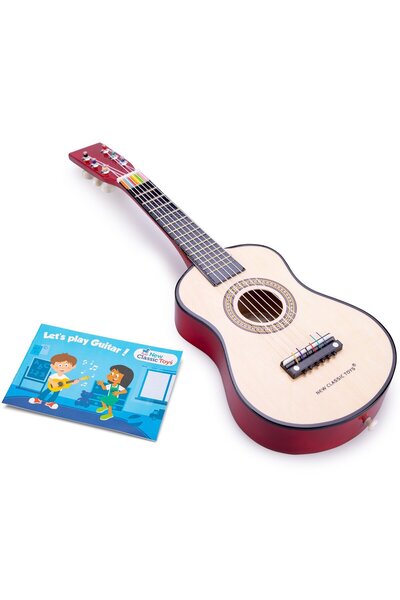 New Classic Toys Guitar with strap and manual with first steps in playing