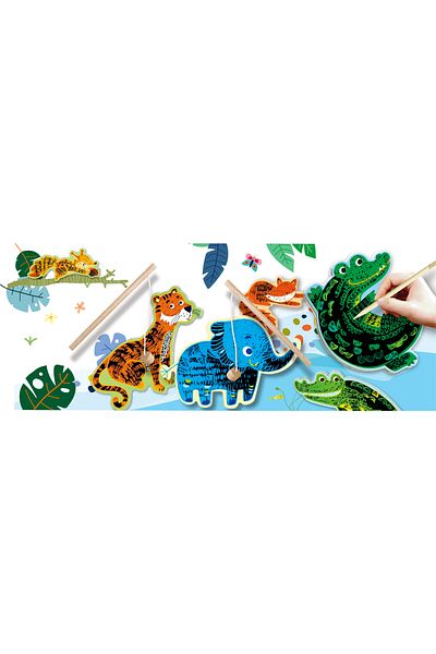 AVENİR Joc de pescuit 2in1 razuibil - Scratch N Catch- Animale Jungla