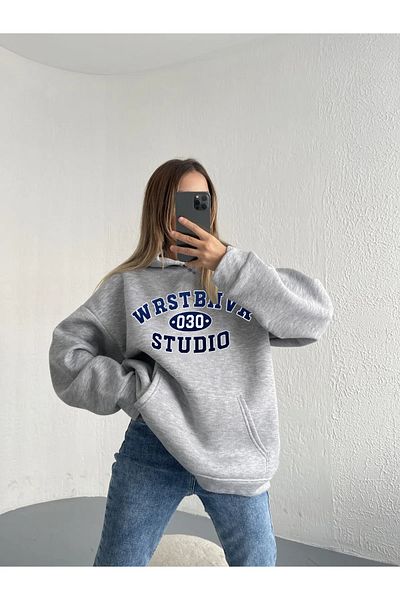 ciwi&life Φούτερ Unisex WRST με στάμπα γκρι