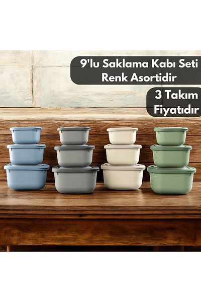 PONÇİK STORE 3 Set 3 Pieces - Storage Container with Silicone Lid, Leak-Proof Freeze, Suitable for Microwave 600-1100-1800ml