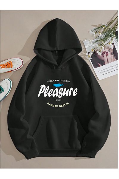 ciwi&life Unisex PLEASUR -Slim- Μαύρο φούτερ με στάμπα