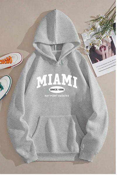 halowear Unisex MIAMI From 1896 Printed Grey φούτερ