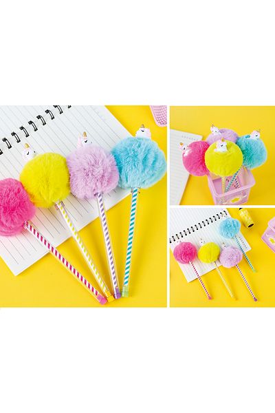 ITOTAL Gel pen and ballpoint pen, with pom-pom, unicorn