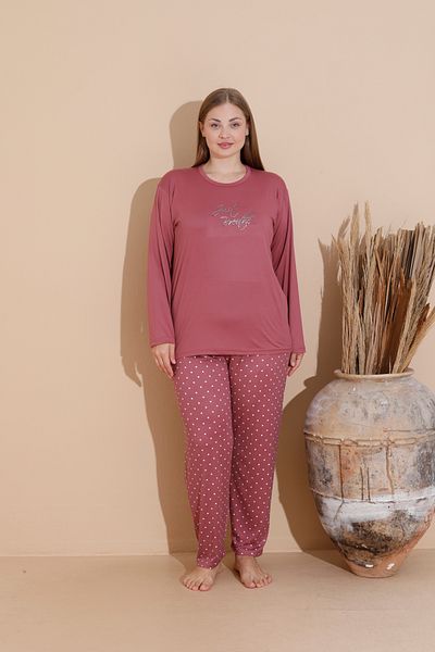 SEBOTEKS Soft Textured Milan Fabric Large Size Women's Sleepwear Suit 11700