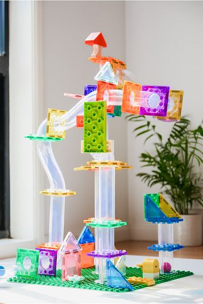 Magblox Set magnetic Magblox - 98 piese, circuit cu bile - Magbrix Marble Run