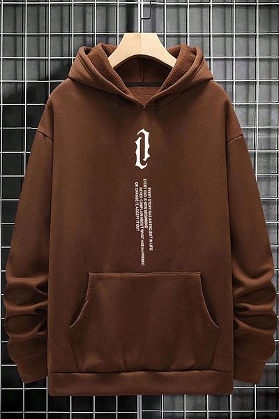 memowear Унисекс кафяв суичър с вертикален принт Story