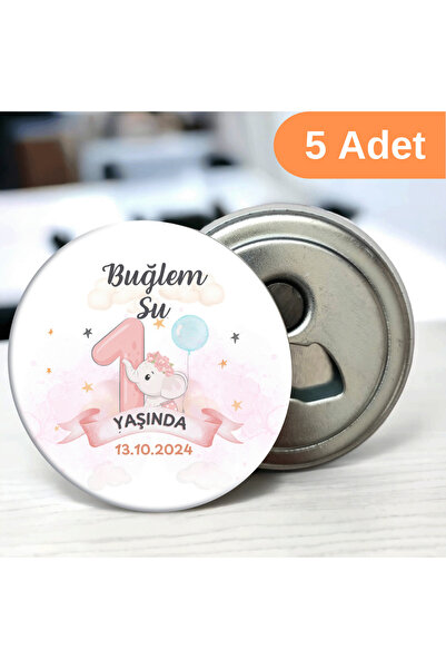 DeBu Tasarım 5 Adet Doğum Günü Hediyeliği 58 Mm Buzdolabına Yapışabilen Açacak Magnet Sevimli Fil